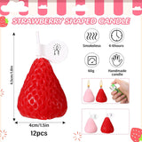 12 Pcs Strawberry Candle Gift For Women Strawberry Scented Decorative Jar Candle Cute Soy Wax Birthday Cake Decoration For Party Home Bath Yoga Spa Aesthetic Table(Red, Pink,1.2 X 1.6 Inches)