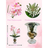 Artificial Pink Orchid Flowers In Glass Vase Phalaenopsis Flowers Potting And Fake Fleshiness Ornament For Home Bathroom Office Table Centerpiece Room Decorations