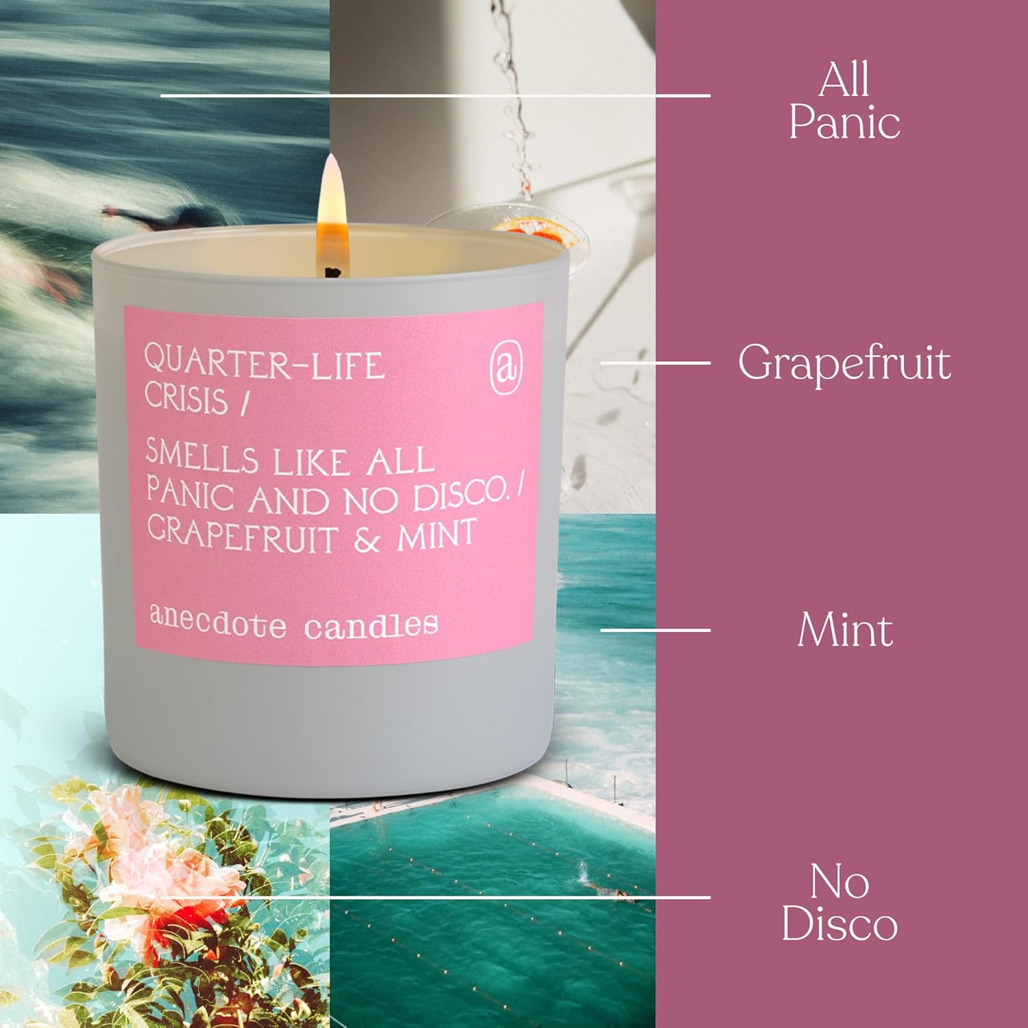 ‘Quarter-Life Crisis’ Coconut Soy Wax Candle Jar | Premium Hand Poured & Long Burning | Grapefruit & Mint Scent | Phthalate-Free | For Home, Office, Gift - 9 Oz