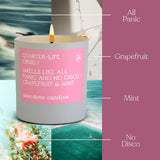 ‘Quarter-Life Crisis’ Coconut Soy Wax Candle Jar | Premium Hand Poured & Long Burning | Grapefruit & Mint Scent | Phthalate-Free | For Home, Office, Gift - 9 Oz