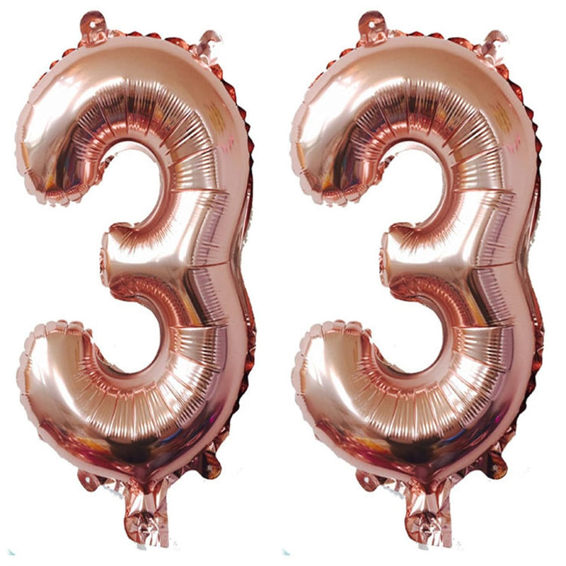 40Inch Rose Gold Foil 33 Helium Jumbo Digital Number Balloons, 33Th Bi