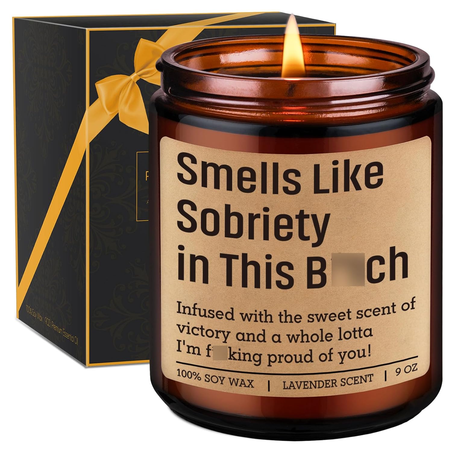 Smells Like Sobriety Candle - Sobriety Gifts For Women, Men - 2 Year Anniversary, 1 Year Sober Gifts Ideas - Funny Birthday, Sober Celebration, Recovery, Proud Of You Present For Her, Him