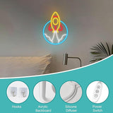 Rocket Neon Sign LED Space Theme Wall Light USB Powered Bedroom Gaming Room Decor for Teen Boys