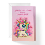 Valentines Day Card For Granddaughter | Rainbow Unicorn | Your Card Helps Animals In Need |5”X7.5” | Single Card + Envelope | Women Owned Small Business Made In Usa