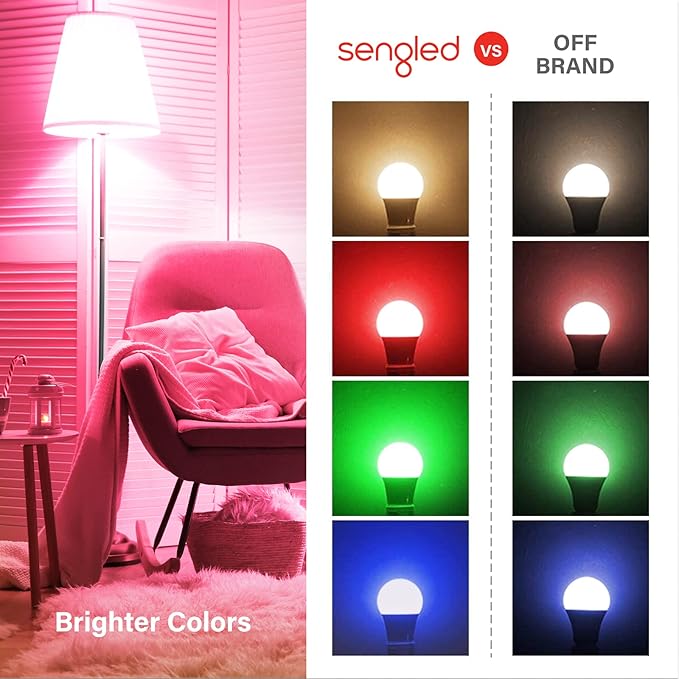 Alexa Smart Light Bulbs 4 Pack A19 E26 RGB Color Changing Bluetooth Mesh 1500LM 100W Equivalent