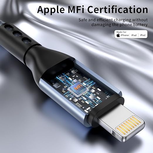 3 Pack 10FT MFi Certified Lightning Cable Nylon Braided Fast Charging Cord for iPhone