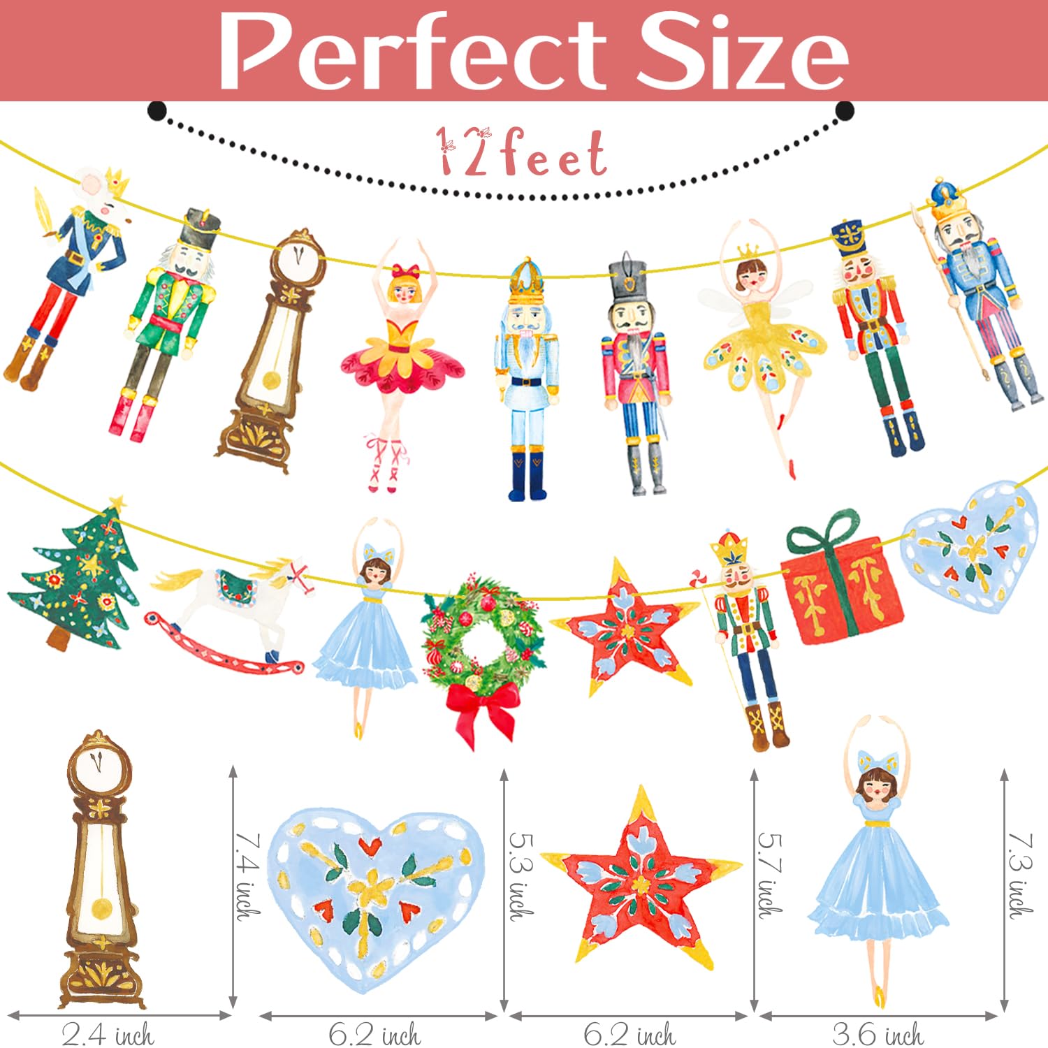 Nutcracker Party Banners 2Pcs Christmas Ballet Nutcracker Decorations Nutcracker Party Supplies Xmas Tree Cutout Banners For Nutcracker Soldier Party Hanging Sign Decor