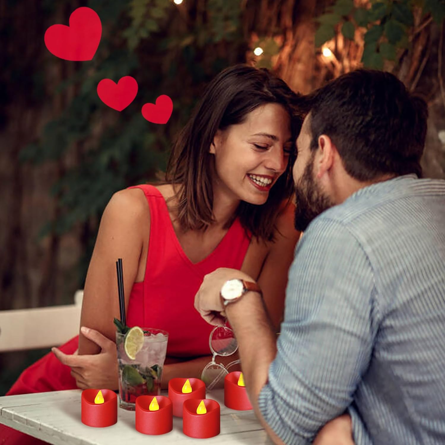 12 Pcs Red Led Tea Lights Battery Operated, Flameless Votive Tealights Fake Candles For Christmas Halloween Romantic Wedding Party Decorations