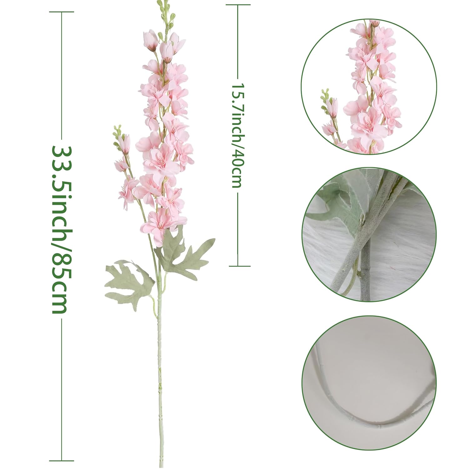 8Pcs Pink Delphinium Flower Artificial Flowers, 33.5-Inch Long-Stem Artificial Silk Flower Loose Tall Vase, Suitable For Home Wedding Flower Arrangement, Center Dining Table, Home Decoration