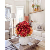 Fall Flowers Artificial Bouquet For Decoration, Fake Silk Flowers Arrangements With Dahlia & Mums Mixed Autumn Floral Stems For Home Room Fall Table Centerpiece Wedding Party Decor(Burgundy)