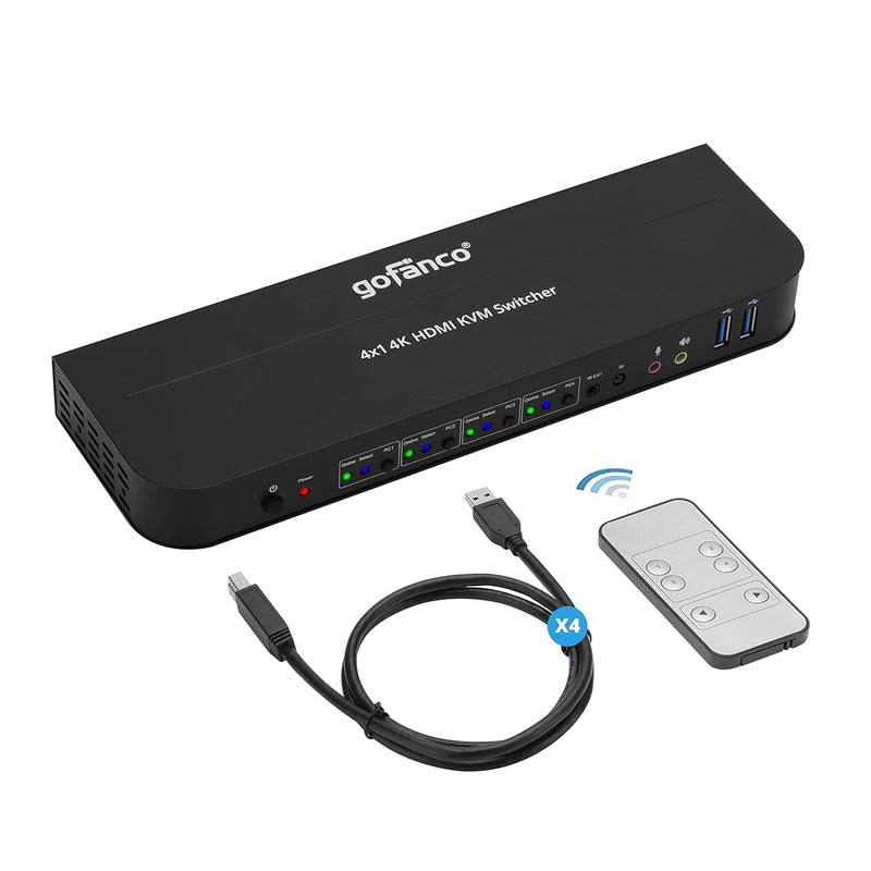 4 Port Hdmi Kvm Switch With Usb 3.0 – 4K @60Hz 4:4:4, 18Gbps, Hdr, 3D, Hdcp 2.