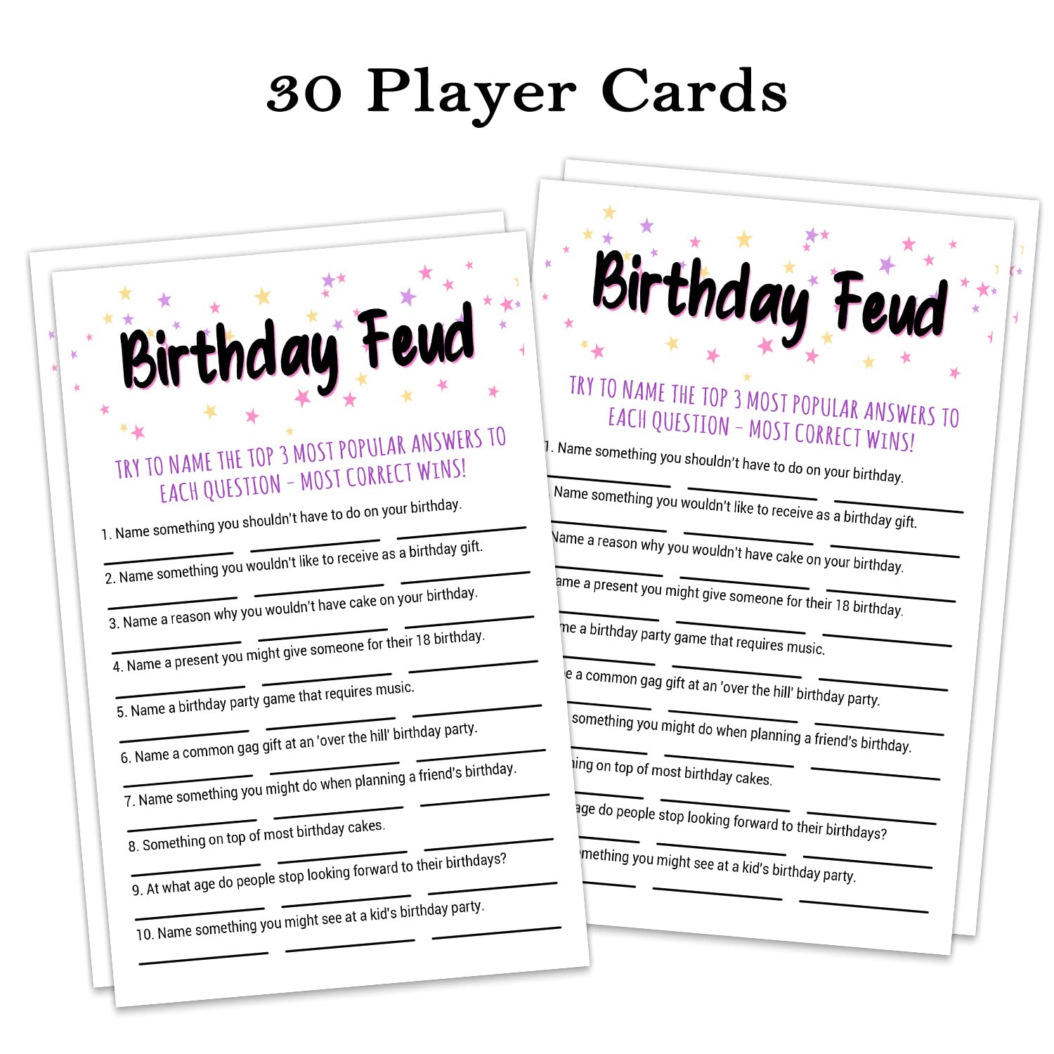 Adult Birthday Party Game, Birthday Feud Birthday Game Cards, Adult Birthday Party Game, Fun Novelty Cards For Birthday, Birthday Party Supplies Game Idea, 5 * 7 Inches