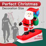 6Ft Christmas Inflatables Decorations Outdoor?Blow Up Skiing Santa Claus With Built-In Leds Lights For Indoor Holiday Pa