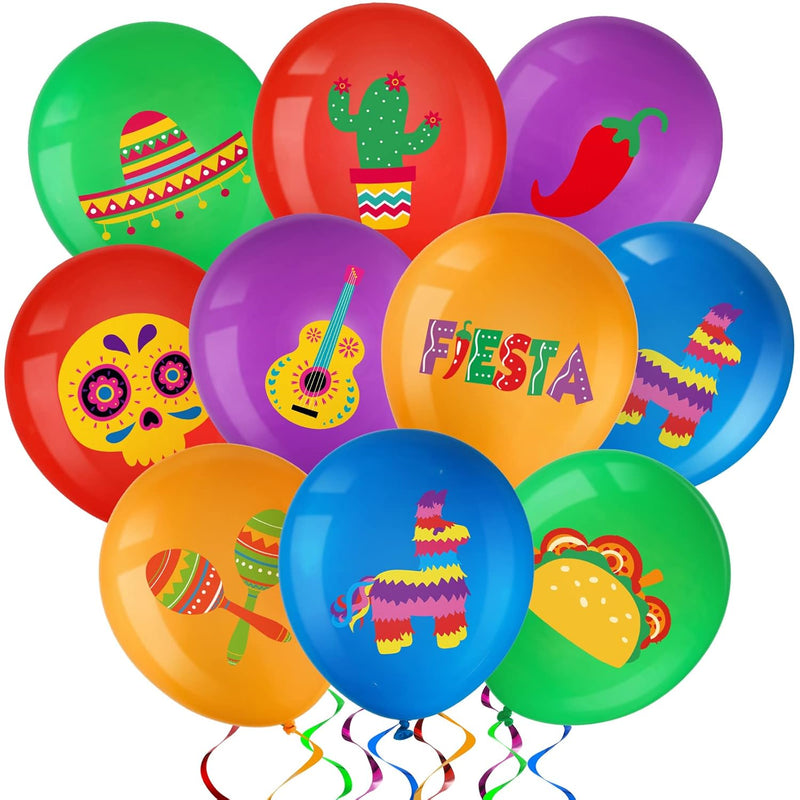 45Pcs Fiesta Balloons Mexican Party Balloons Fiesta Taco Balloons Cinc