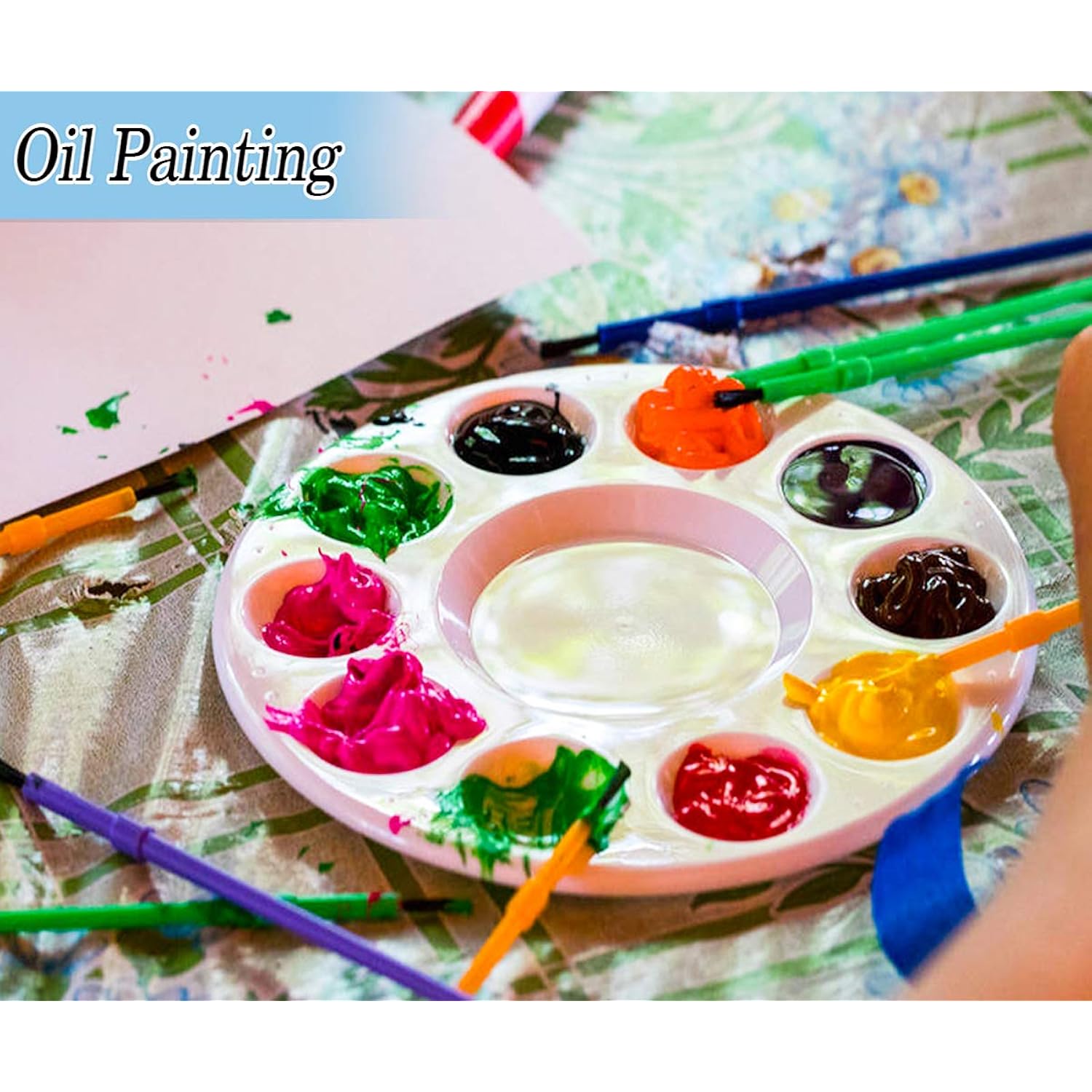 22 Pcs Paint Tray Palettes For Kids, Plastic Paint Pallet With 10 Wells, Acrylic Artist Paint Tray Palette For Kids, Students To Acrylic Oil Watercolor Craft Supplies Diy Art Painting
