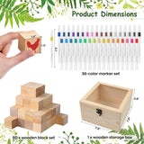 144 Pcs Baby Shower Game Sign Kit, Baby Shower Blocks Games Sets, Includes 50 Diy Blank Wooden Blocks, 41 Stencils, 36 Paint Markers, 15 Advice Cards, 1 Storage Box And 1 Wooden Sign