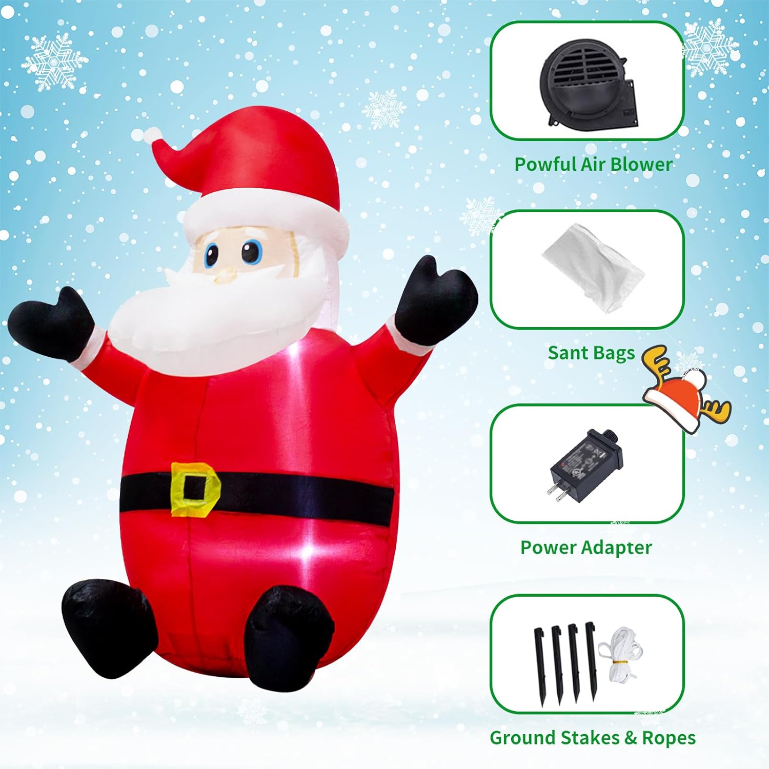 4 Foot Christmas Inflatable Santa Claus Outdoor Yard Decorations,Indoor Blow Up Santa For Christmas Decorations- Wm-02
