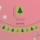 Christmas Burlap Banner Glitter Green Xmas Tree Pre-Assembled Bunting Garland For Christmas Winter Holiday Party Hanging Decorations