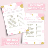 Pink And Gold Baby Shower Games Girl - Guess The Price Is Right Baby Shower Activities For Guests Prizes, Twinkle Little Star Theme Ideas Princess, 4X6, 25 Cards