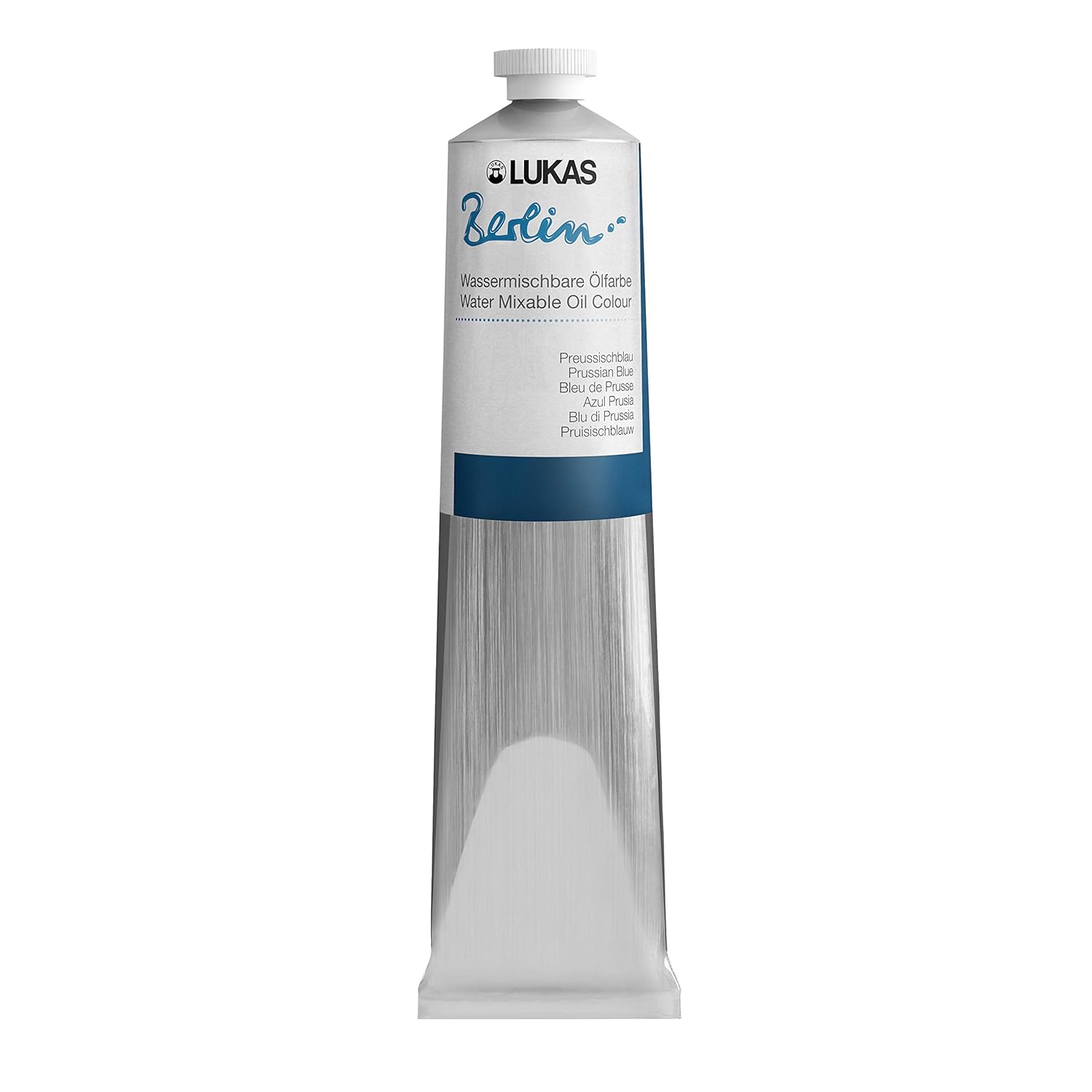 Lukas Berlin Pro Artists Water Mixable Oil Paint 200 Ml Tube Prussian Blue, Water Soluble, Lightfast Pigments, Quick Drying, Easy Clean-Up, Eco-Friendly, Professional Quality, 40 Color Range