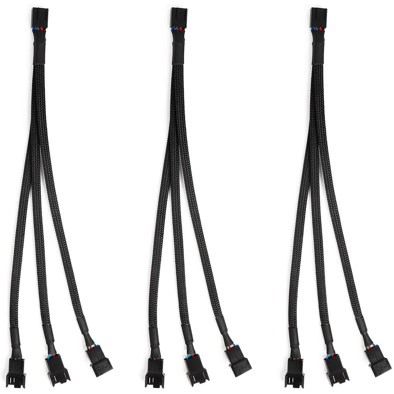 3 Pack Pwm Fan Splitter Cable 1 To 3 (4 Pin+3 Pin)