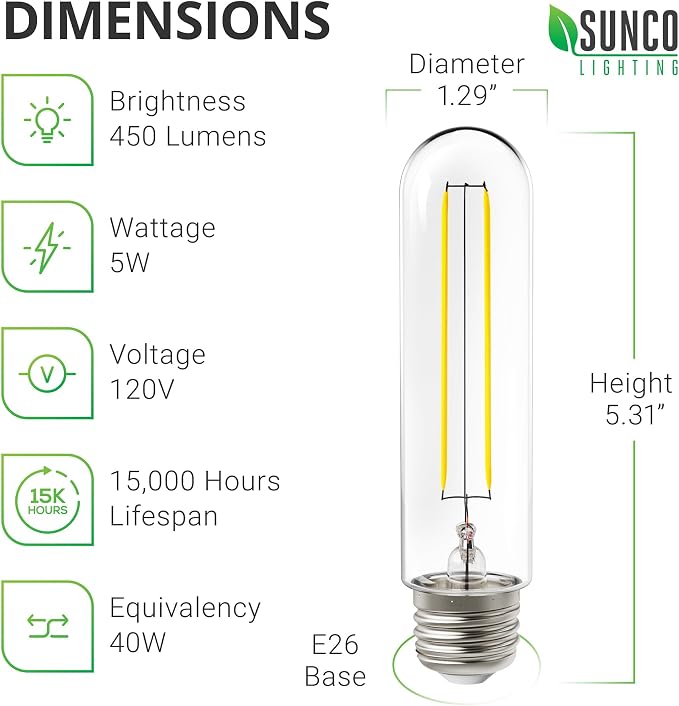 6 Pack Dusk to Dawn T10 LED Light Bulbs 5W 40W Equivalent 2700K Soft White E26 Waterproof