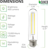 6 Pack Dusk to Dawn T10 LED Light Bulbs 5W 40W Equivalent 2700K Soft White E26 Waterproof