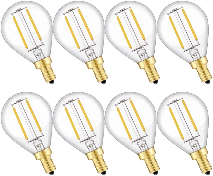 2W Dimmable LED G14 Candelabra Bulbs 2700K Warm White 8 Pack