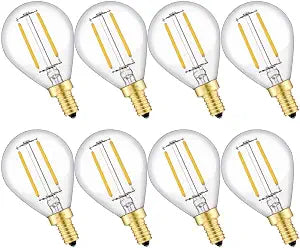 8 Pack 2W Dimmable LED G14 Candelabra Globe Bulbs 2700K Warm White