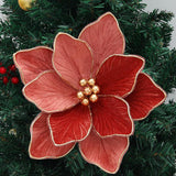 4Pcs Christmas Party Artificial Flowers 11.8Inch Artificial Poinsettia Flower Fake Christmas Flower With Stems For Diy Crafts Xmas Tree Wreath Garland Wedding Party Home Decor (Rose Gold)