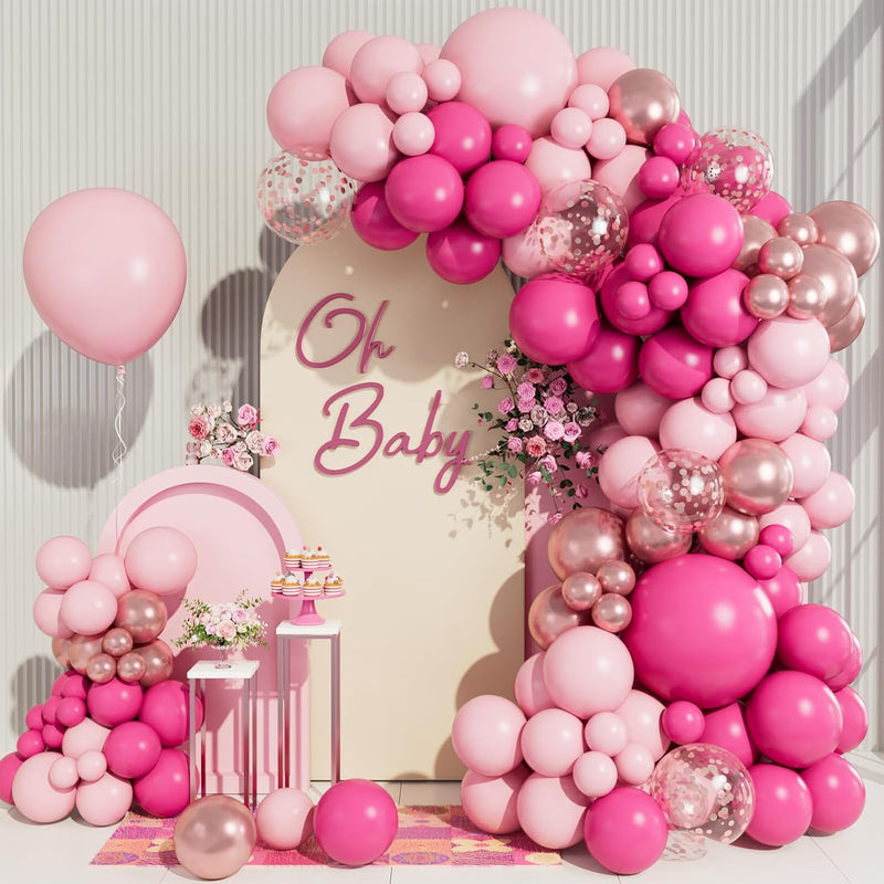 138Pcs Pink Balloon Arch Garland Kit With Different Size Pastel Hot Pi