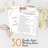 Boho Bridal Shower Games 30 Guests - Over Or Under, Wedding Shower Game Cards, Engagement Party Wedding Games For Reception Activities /06