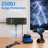 Heavy Duty Black Surge Protector Power Strip with 6 Outlets and 4FT Cord for Garage and Workshop