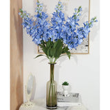 Blue Flowers Artificial 5Pcs Long Stem Blue Delphinium Artificial Flowers 37.4" Velvet Faux Flowers For Vase Decor, Wedding Centerpieces, Floral Arrangements