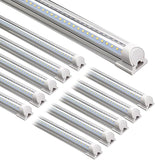 10 Pack 8FT LED Shop Lights 72W 10000LM 5000K V Shape Linkable Garage Warehouse Lights
