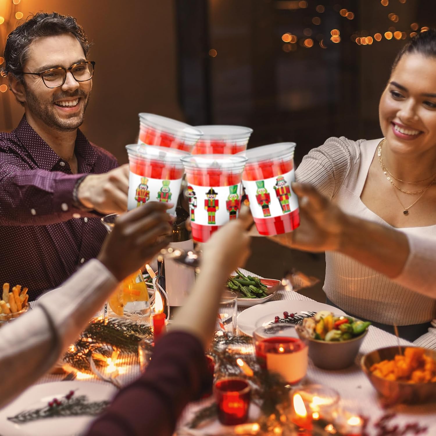 48 Pcs Disposable Christmas Plastic Cups 12 Oz Nutcracker Christmas Cups Xmas Winter Holiday Tumbler Drinkware For Beer Coffee Beverage Merry Xmas Party Supplies Decorations Favor