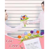 Handmade Crochet Flowers, 10 Pcs Crochet Tulip With 10 Pcs Single Packaging Bags, 2 Pcs Bouquet Sleeves, Gift Box, Preserved Flowers, Perfect For Mom, Teacher, Student, Coworkers, Colorful