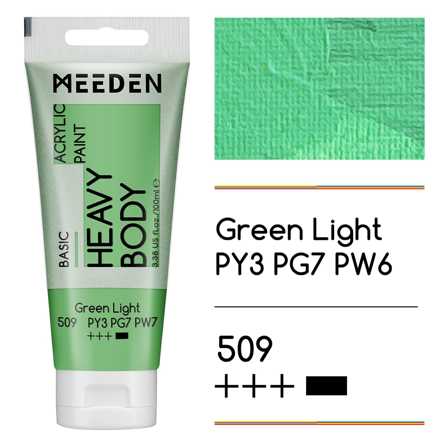 Acrylic Paint Green Light: 100Ml/3.38Oz Heavy Body Acrylic Paint Tube Bundled With Additional Titanium White Color For Art Craft Painting