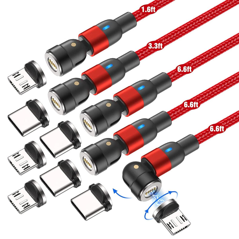 Fast Charging Magnetic Charging Cable(5Pack-1.6Ft/3.3Ft/6.6Ft/6.6Ft/6.6Ft), Ma
