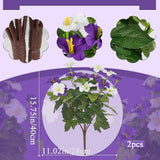 2 Pcs Artificial Flowers For Outdoors Fake Petunias Plants Outside Purple And White Silk Morning Glory Uv Resistant Realistic Faux Tropical Flowers For Planter Porch Patio Yard Garden Window