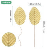 20-Pack Artificial Silk Leaf, Faux Wire Single Leaves, Fake Flower Leaf With Stem For Diy Bouquet/Wreaths/Wedding/Garland/Party Decorations, Fake Rose Craft Leaves [Gold]