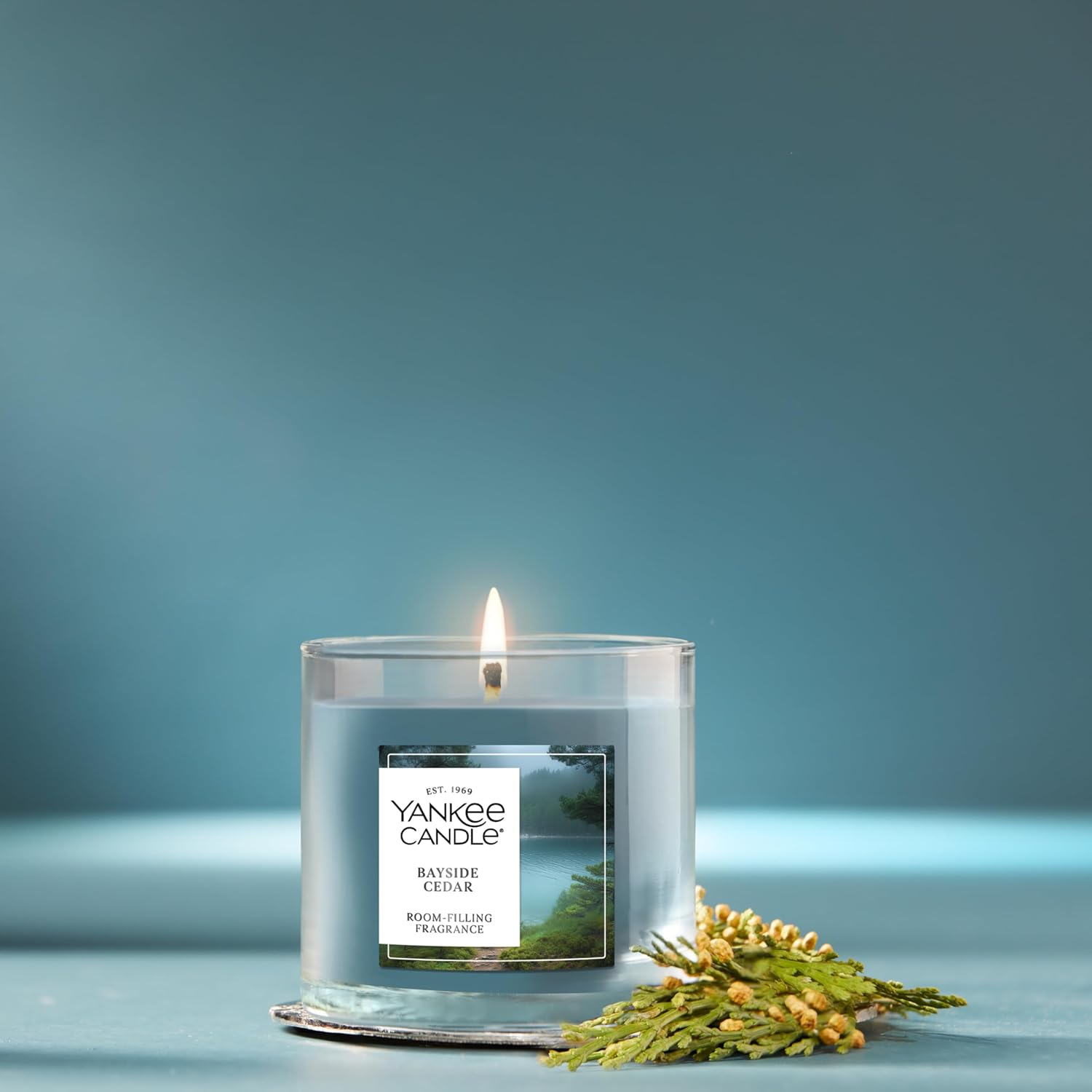 Yankee Candle Small Tumbler Scented Candle with up to 40 Hour Burn Time, Premium Plant Wax Blend for Consistent Burn, 4.3 oz Tumbler Candle with Room Filling Fragrance, Bayside Cedar