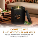 Sandalwood Soy Wax Candle 8.8Oz — Matte Black Ceramic Jar, Cotton Wick — Long-Lasting 52-Hour Clean Burn — Aromatherapy Gift Candle For Men And Women, Bedroom And Living Room
