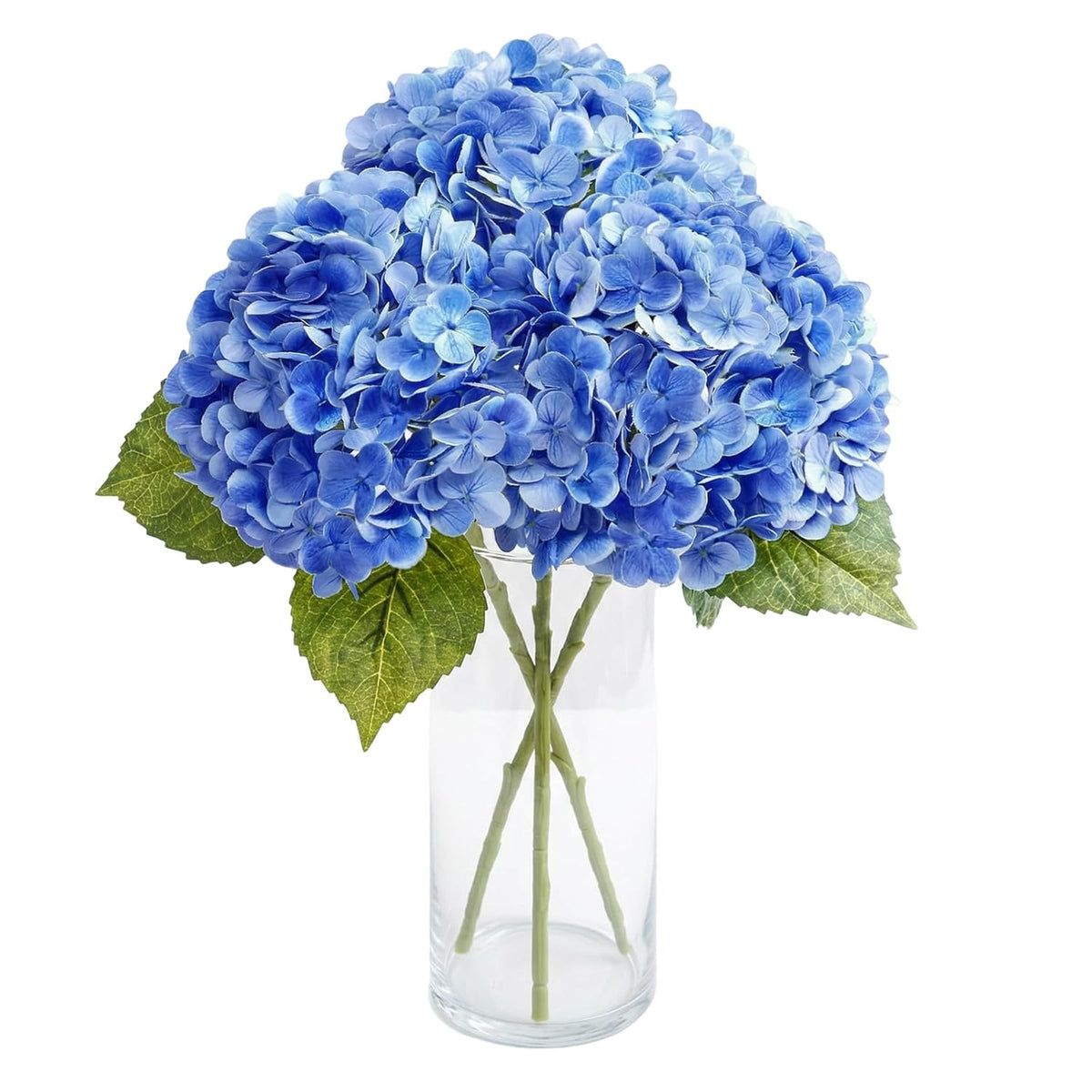 3 Pcs Blue Hydrangea Artificial Flowers, 19 Inch Faux Hydrangeas Real Touch Flowers , Long Stem Artificial Flowers For Tall Vase Home Wedding Bouquets Centerpieces Party Living Room Decoration