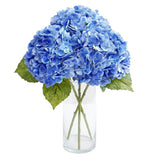 3 Pcs Blue Hydrangea Artificial Flowers, 19 Inch Faux Hydrangeas Real Touch Flowers , Long Stem Artificial Flowers For Tall Vase Home Wedding Bouquets Centerpieces Party Living Room Decoration