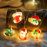 Christmas Fairy String Lights, 20 Led Xmas Warm White Lights Hanging Decors With Santa Claus Wreath Tree Snowman Candy C