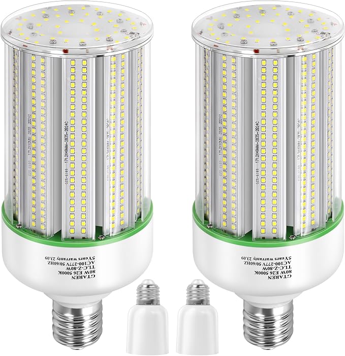 80W LED Corn Light Bulb E39 Mogul Base 5000K Daylight 250W Metal Halide HPS HID CFL Replacement 2 Pack