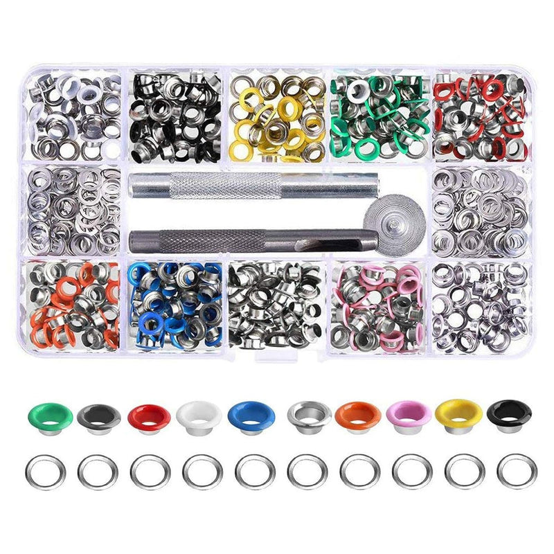 300 Sets Metal Grommet Eyelets Kit With 3 Pieces Grommets Setting Tools For Sh