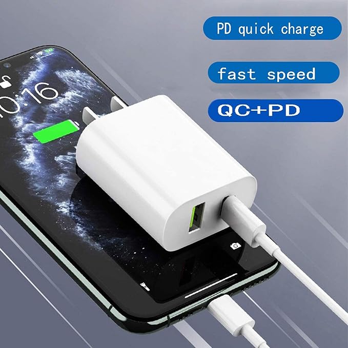 2 Pack 20W Dual Port USB C Fast Wall Charger for iPhone Samsung iPad