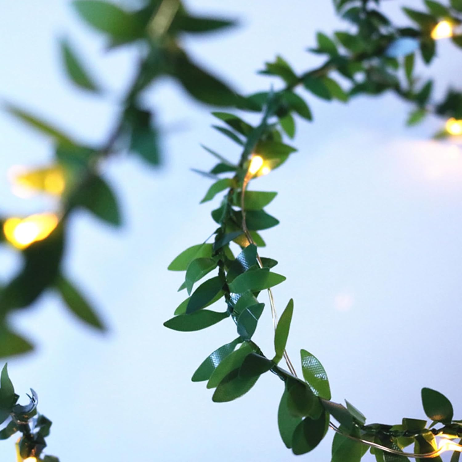 Vine String Lights, Green Leaf String Lights 16Ft 50 Led Battery Operated Artificial Garland Plant Vine Fairy Lights For